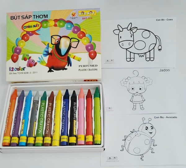 HS Bút sáp thơm Chim Két 12 màu BST-010 (5 Hộp/Lốc)