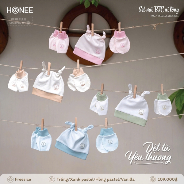 Set mũ BTC nỉ lông Honee 6013