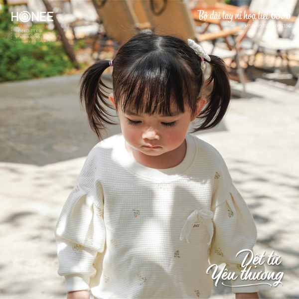 Bộ dài tay nỉ họa tiết Honee 6396