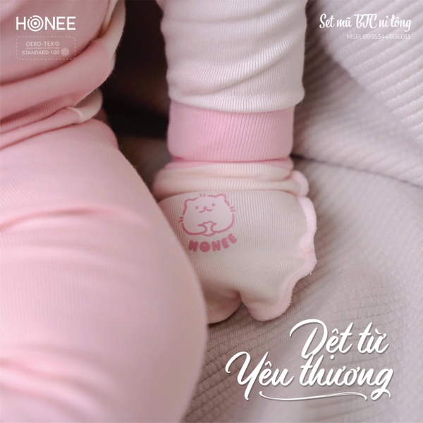 Set mũ BTC nỉ lông Honee 6013