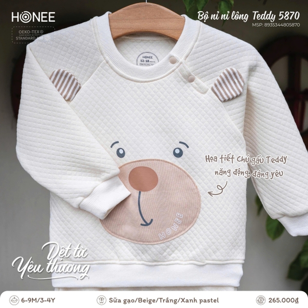 Bộ nỉ bông Teddy Honee 5870