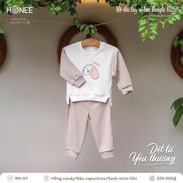 Bộ dài tay nỉ len Beagle Honee 6259
