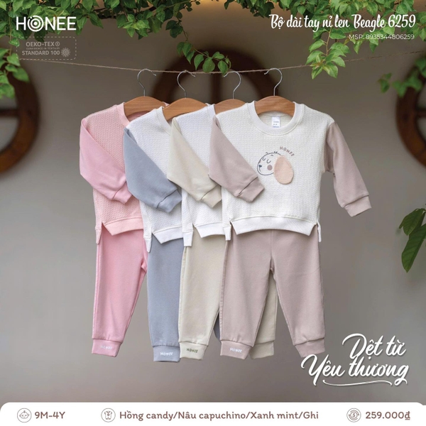 Bộ dài tay nỉ len Beagle Honee 6259
