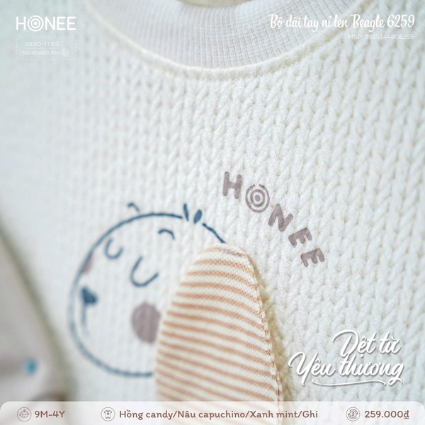 Bộ dài tay nỉ len Beagle Honee 6259