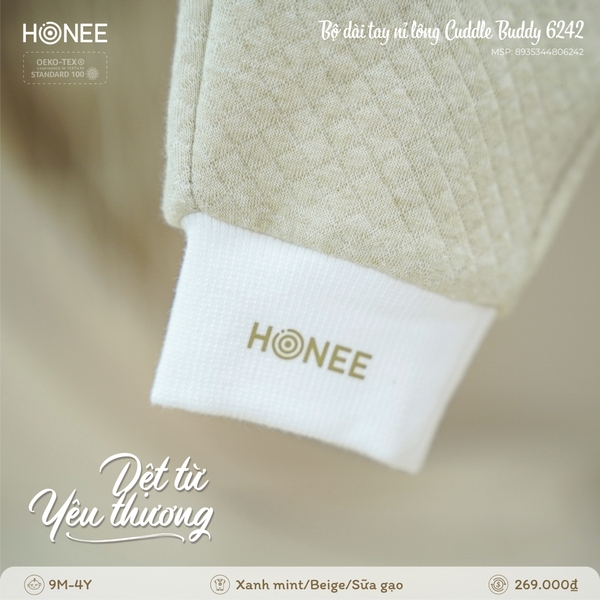 Bộ dài tay nỉ bông Cuddle Buddy Honee 6242