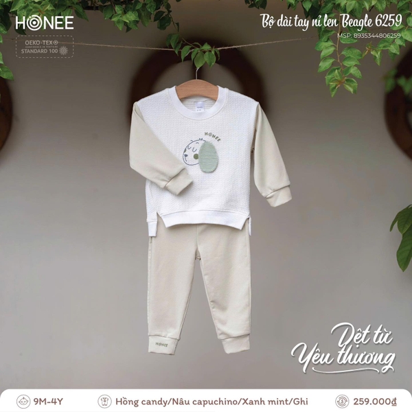 Bộ dài tay nỉ len Beagle Honee 6259
