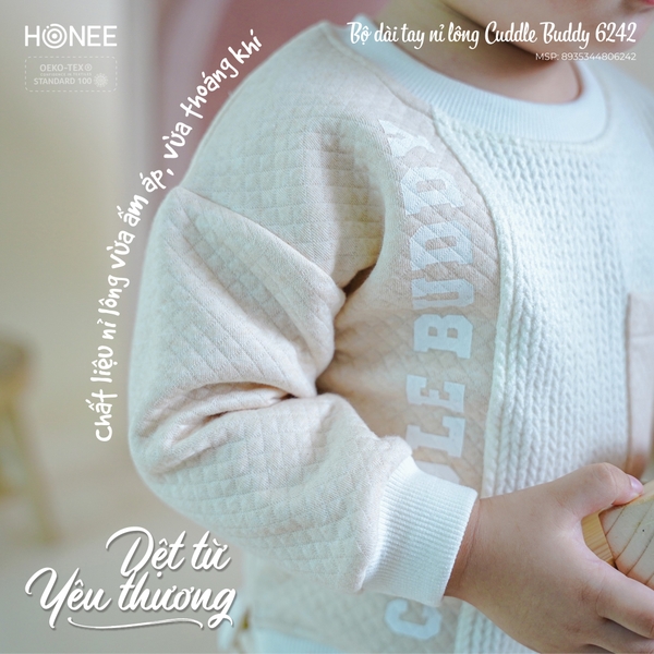 Bộ dài tay nỉ bông Cuddle Buddy Honee 6242