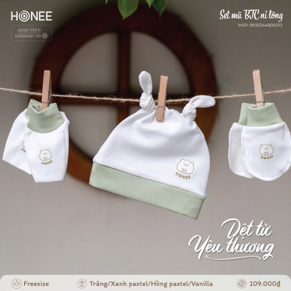 Set mũ BTC nỉ lông Honee 6013