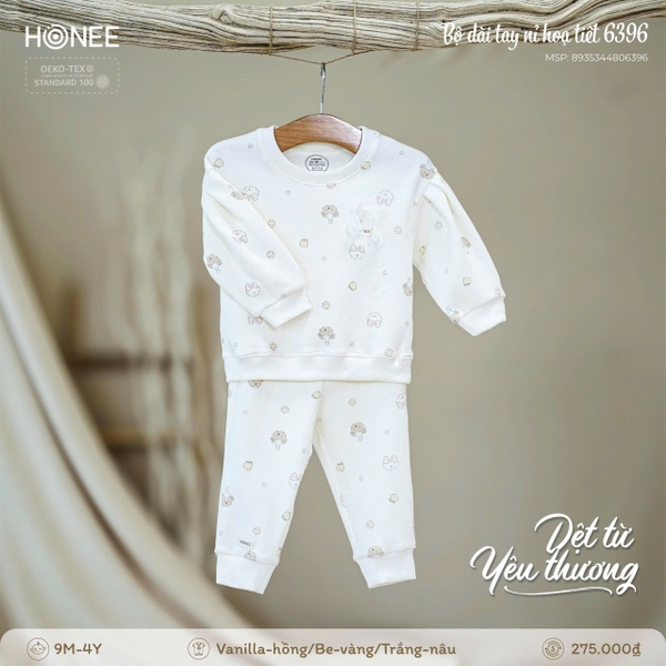 Bộ dài tay nỉ họa tiết Honee 6396