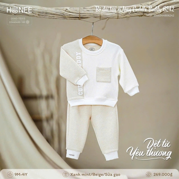 Bộ dài tay nỉ bông Cuddle Buddy Honee 6242