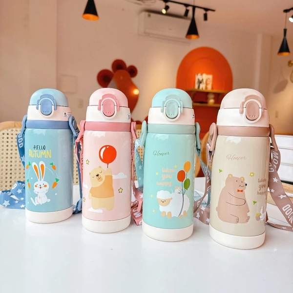 Bình Giữ Nhiệt HONPER HP118 Kèm Dây Đeo Chất Liệu Inox Cao Cấp Dung Tích 450ml