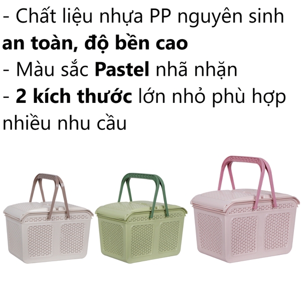 Giỏ làn nắp mây to nhựa VIỆT NHẬT 2606 (màu ngẫu nhiên)