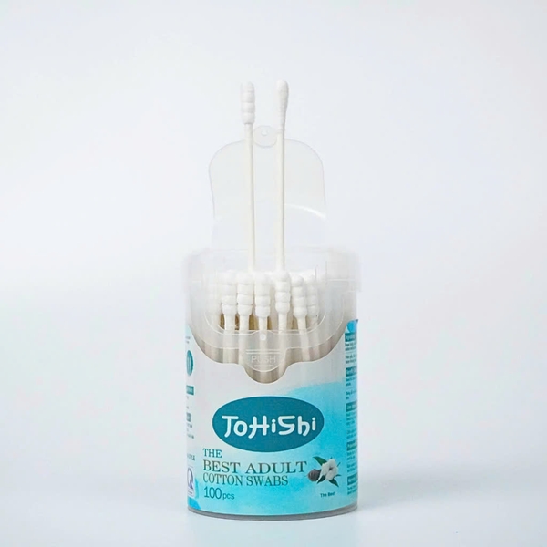 Tăm bông ngoáy tai trẻ em TOHISHI 100% bông tự nhiên, 2 đầu kháng khuẩn an toàn cho bé 220 que