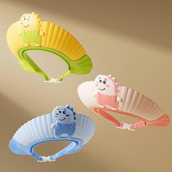 Mũ gội đầu chắn nước họa tiết khủng long Chibi (màu ngẫu nhiên)