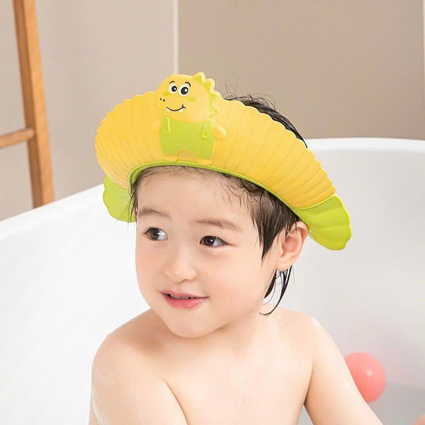 Mũ gội đầu chắn nước họa tiết khủng long Chibi (màu ngẫu nhiên)