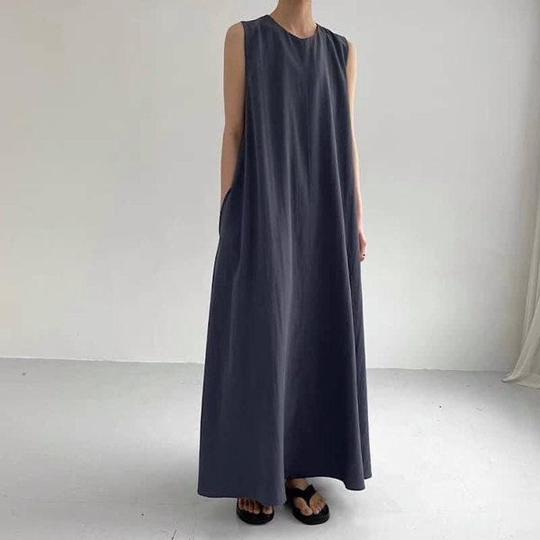 Váy thô đũi linen hãng WEST 3 màu: trắng ghi, nâu be, xanh navy