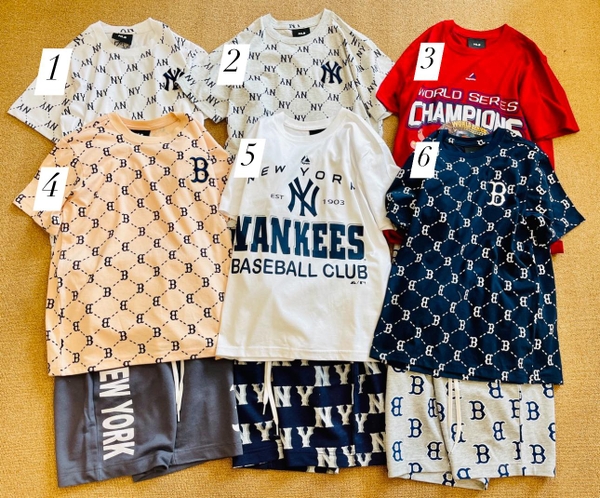 Bộ cotton cộc tay quần sooc da cá hãng MLB size đại 6 mẫu unisex