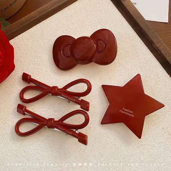 Set kẹp tóc Hello Kitty, nơ đỏ trắng...