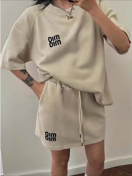 Set bộ Miu Miu cotton cộc tay kèm chân váy ngắn 5 màu