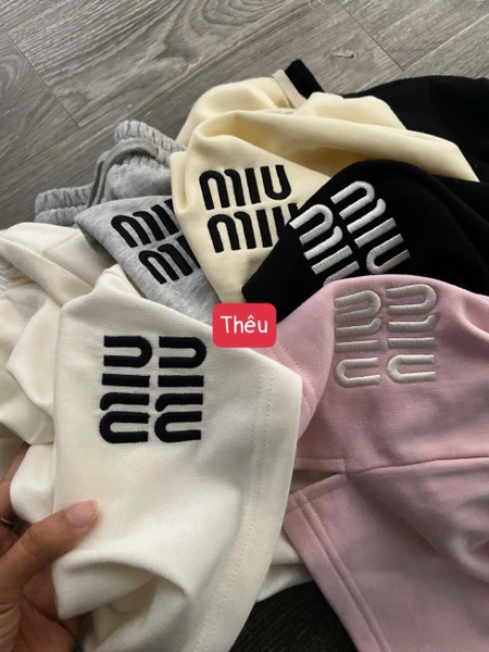 Set bộ Miu Miu cotton cộc tay kèm chân váy ngắn 5 màu