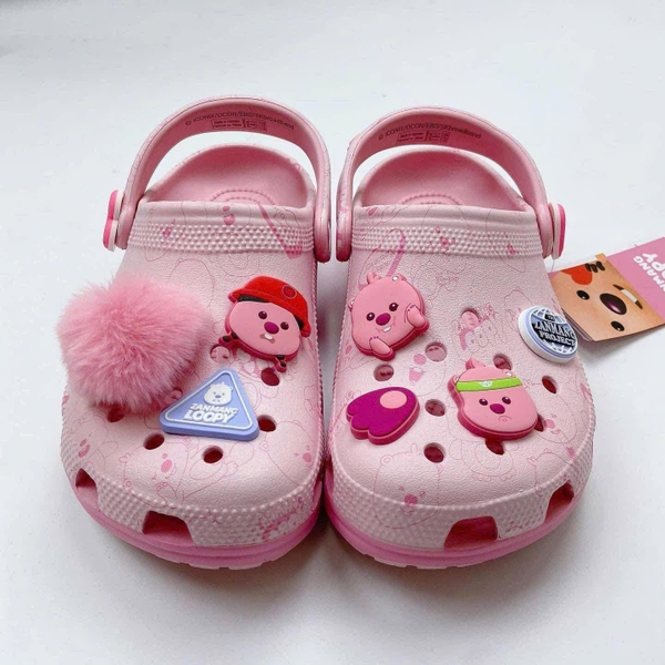 Dép sục Crocs Loopy hồng size mẹ&bé