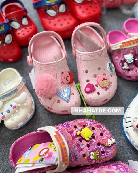 Dép sục Crocs Loopy hồng size mẹ&bé