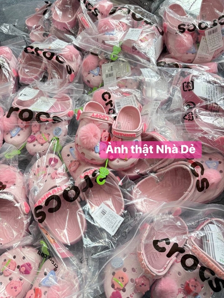 Dép sục Crocs Loopy hồng size mẹ&bé