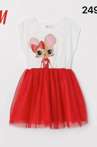 Váy chân voan đỏ H&M hình con chuột