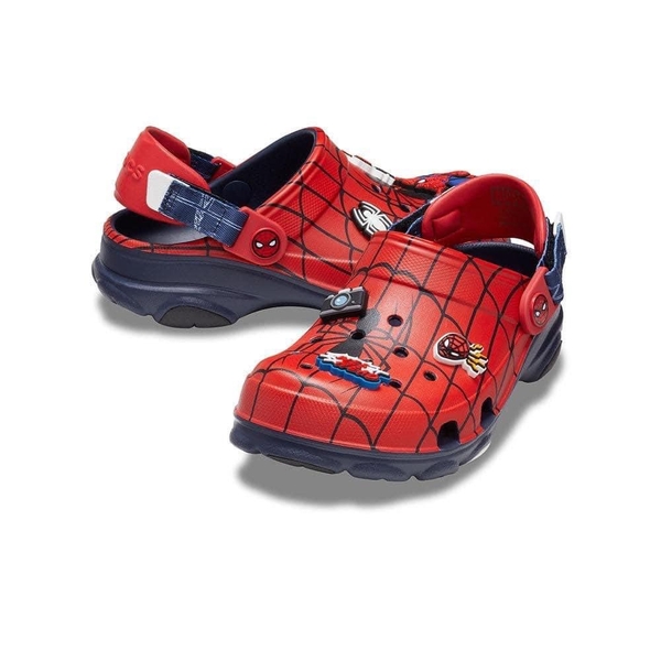 Dép sục crocs Spiderman đỏ đế xanh