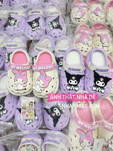 Dép Crocs Kuromi, Melody cho bé 2 màu tím,hồng