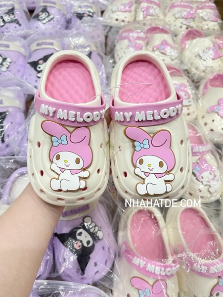 Dép Crocs Kuromi, Melody cho bé 2 màu tím,hồng