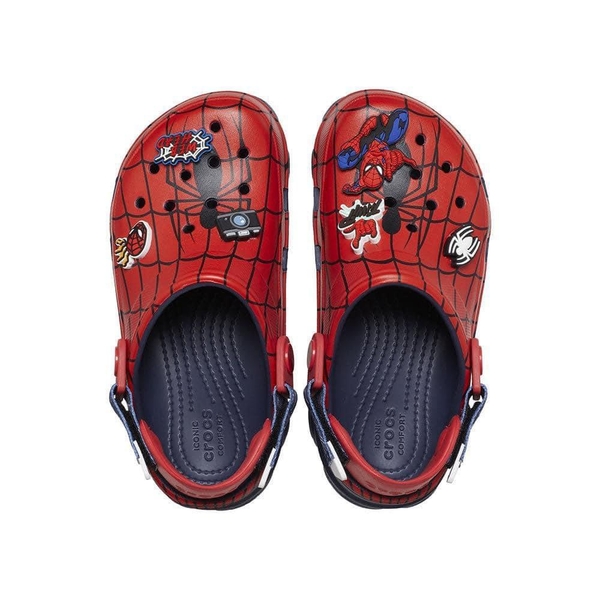 Dép sục crocs Spiderman đỏ đế xanh