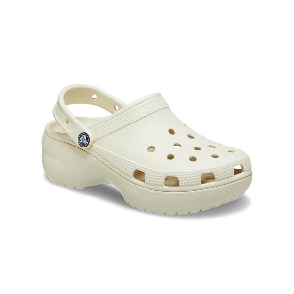 Dép sục Crocs classic platform 2 màu trắng, kem 5 phân cho nữ