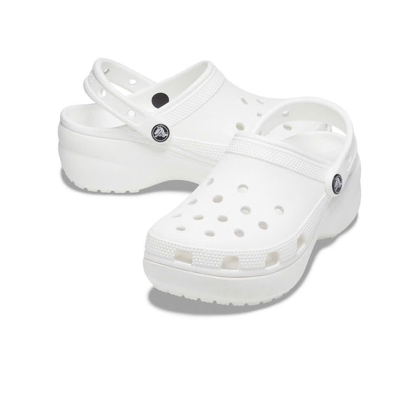 Dép sục Crocs classic platform 2 màu trắng, kem 5 phân cho nữ