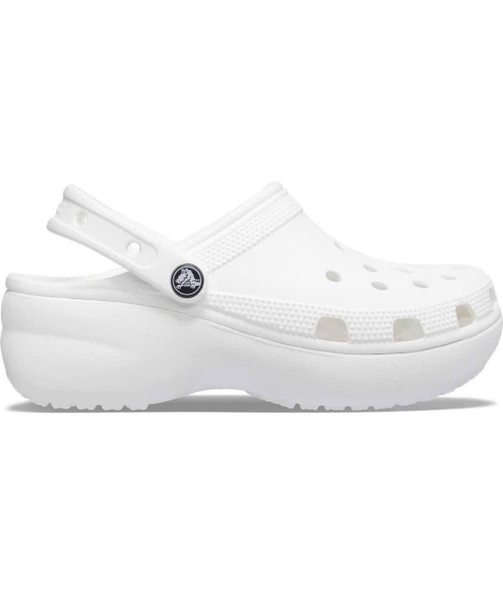 Dép sục Crocs classic platform 2 màu trắng, kem 5 phân cho nữ