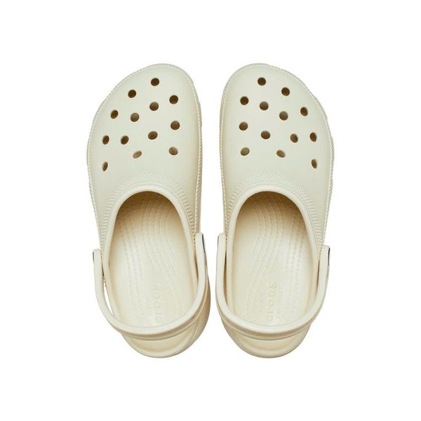 Dép sục Crocs classic platform 2 màu trắng, kem 5 phân cho nữ
