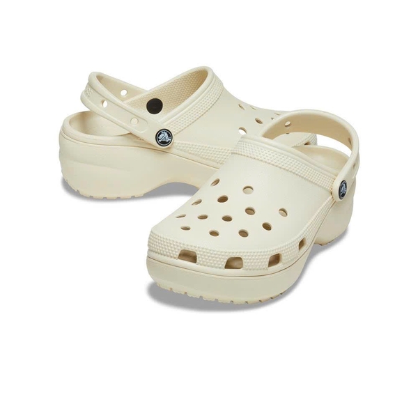 Dép sục Crocs classic platform 2 màu trắng, kem 5 phân cho nữ