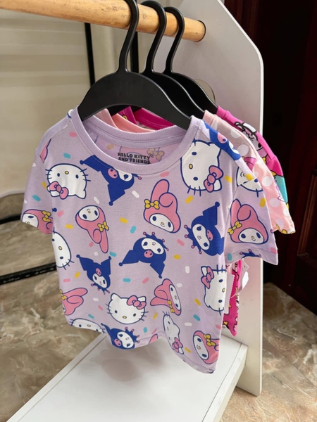 Áo phông cotton cộc tay Hello Kitty and Friends by Sanrio 3 màu hồng, tím, cam