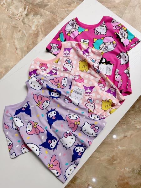 Áo phông cotton cộc tay Hello Kitty and Friends by Sanrio 3 màu hồng, tím, cam