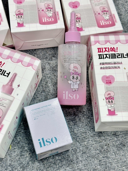 Tinh Chất Ủ Mụn ILSO Đầu Đen, Mụn Cám 150ml kèm 40m cotton pad 2 màu xanh, hồng