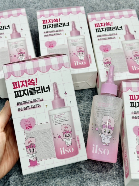 Tinh Chất Ủ Mụn ILSO Đầu Đen, Mụn Cám 150ml kèm 40m cotton pad 2 màu xanh, hồng