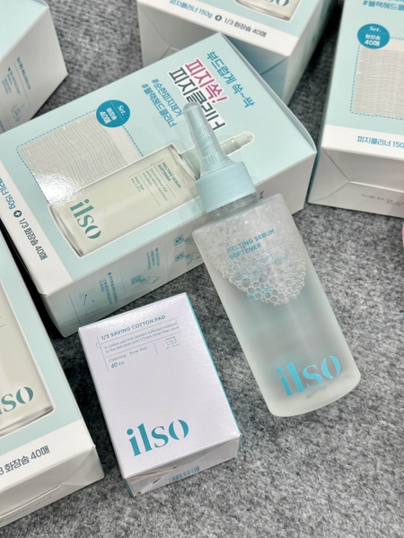 Tinh Chất Ủ Mụn ILSO Đầu Đen, Mụn Cám 150ml kèm 40m cotton pad 2 màu xanh, hồng