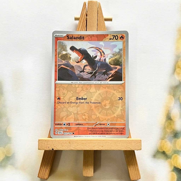 Thẻ hình Pokemon Salandit 023/142 - Lá bài lẻ Stellar Crown Common Reverse Holo tiếng Anh chính hãng