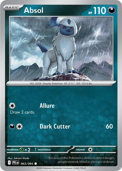 Thẻ hình Pokemon Absol 063/094 - Lá bài lẻ Phantasmal Flames Common Reverse Holo tiếng Anh chính hãng