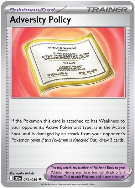 Thẻ hình Pokemon Adversity Policy 074/086 - Lá bài lẻ Chaos Rising Uncommon tiếng Anh chính hãng