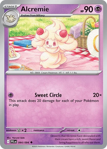 Thẻ hình Pokemon Alcremie 044/094 - Lá bài lẻ Phantasmal Flames Uncommon Reverse Holo tiếng Anh chính hãng