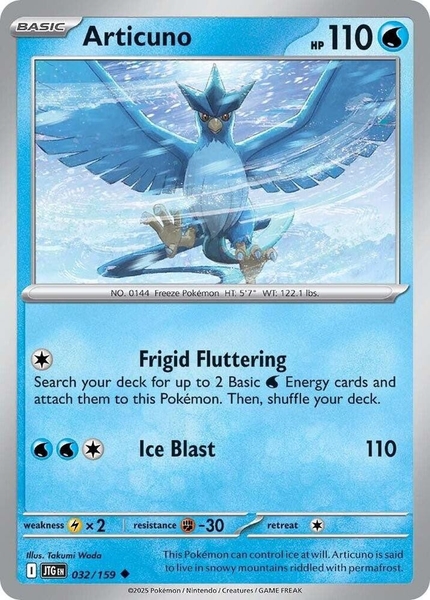 Thẻ hình Pokemon Articuno 032/159 - Lá bài lẻ Journey Together Uncommon Reverse Holo tiếng Anh chính hãng