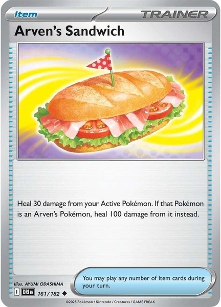 Thẻ hình Pokemon Arven's Sandwich 161/182 - Lá bài lẻ Destined Rivals Uncommon Reverse Holo tiếng Anh chính hãng