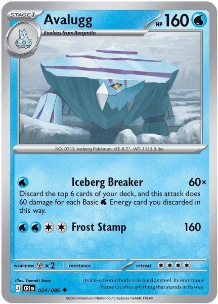 Thẻ hình Pokemon Avalugg 024/086 - Lá bài lẻ Chaos Rising Uncommon Reverse Holo tiếng Anh chính hãng