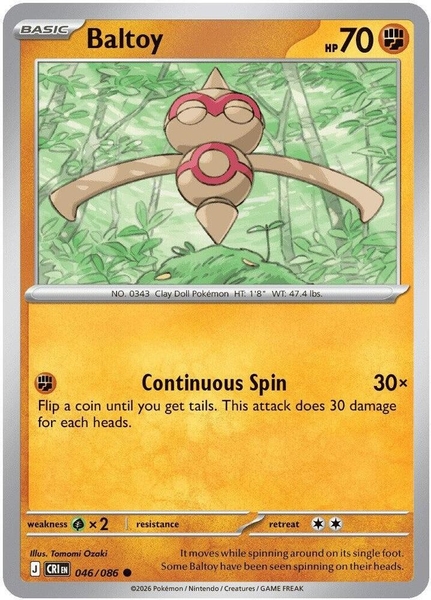 Thẻ hình Pokemon Baltoy 046/086 - Lá bài lẻ Chaos Rising Common Reverse Holo tiếng Anh chính hãng